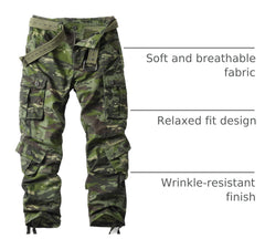 AKHIKING camo cargo pockets detail emphasizing secure gear storage.