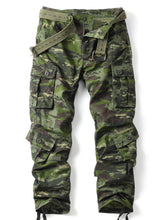 AKHIKING men's camo cargo pants with 8 pockets for secure gear storage outdoors