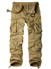 AKHIKING men's fleece-lined cargo pants front view for durable outdoor comfort.