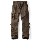 AKHIKING women's cargo pants camo front view showing 8-pocket design for quick access