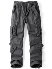 AKHIKING women's cargo pants gray front view with 8 pockets for daily practicality