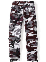 AKHIKING wine cargo pants, pocket detail close-up, durable ripstop for camping and weekend projects.