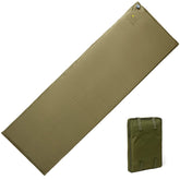 Akmax MT military camp mat front view in olive drab highlighting compact self-inflating design.