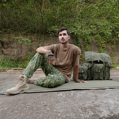 Akmax MT camp mat packed size stored in a small pouch emphasizes portability.