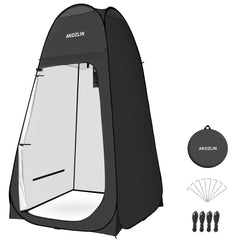 AKOZLIN portable pop-up shower tent front view for quick privacy outdoors.