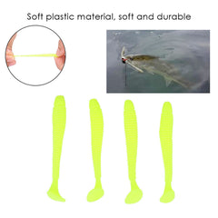 Akozon soft-plastic lures, lifelike swim action, closeup highlights natural movement to attract fish.