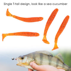 Akozon soft plastic lure close-up shows flexible material for durable, repeated casting.