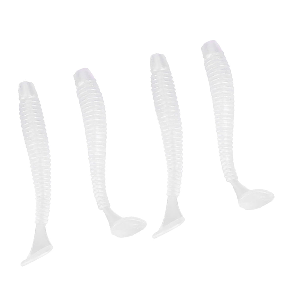 Akozon T-tail soft lure in white with lifelike action to entice bites