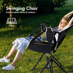 AKSOUL hammock chair backrest adjustment enables comfortable seating angles.