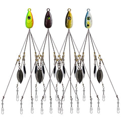 Side view showing 5 swivels and hooks on the Alabama Rig