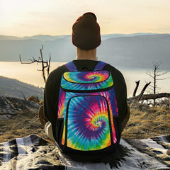 ALAZA rainbow cooler backpack open lid showing insulated interior