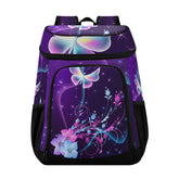 Alaza butterfly purple cooler backpack front view for convenient picnics and snacks.