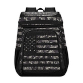 ALAZA camouflage cooler backpack front view showing 30-can capacity for picnics.