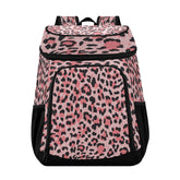 ALAZA Leopard Pink Cooler Backpack front view with spacious interior for meals and drinks
