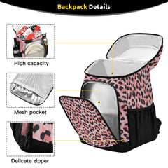 ALAZA Leopard Pink Cooler Backpack interior with insulated layers for temperature control