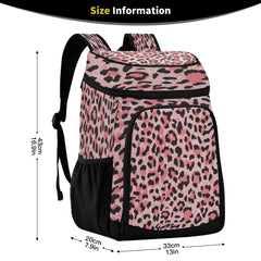 ALAZA Leopard Pink Cooler Backpack side pocket for bottles and snacks, quick access