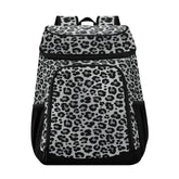 ALAZA Snow Leopard Backpack Cooler front view showing 36-can capacity for outings