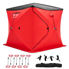 Albott insulated pop-up ice fishing tent setup demonstrates fast assembly for on-ice shelter.