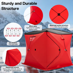 Albott wind anchors and ropes in use illustrate secure stability on windy ice.