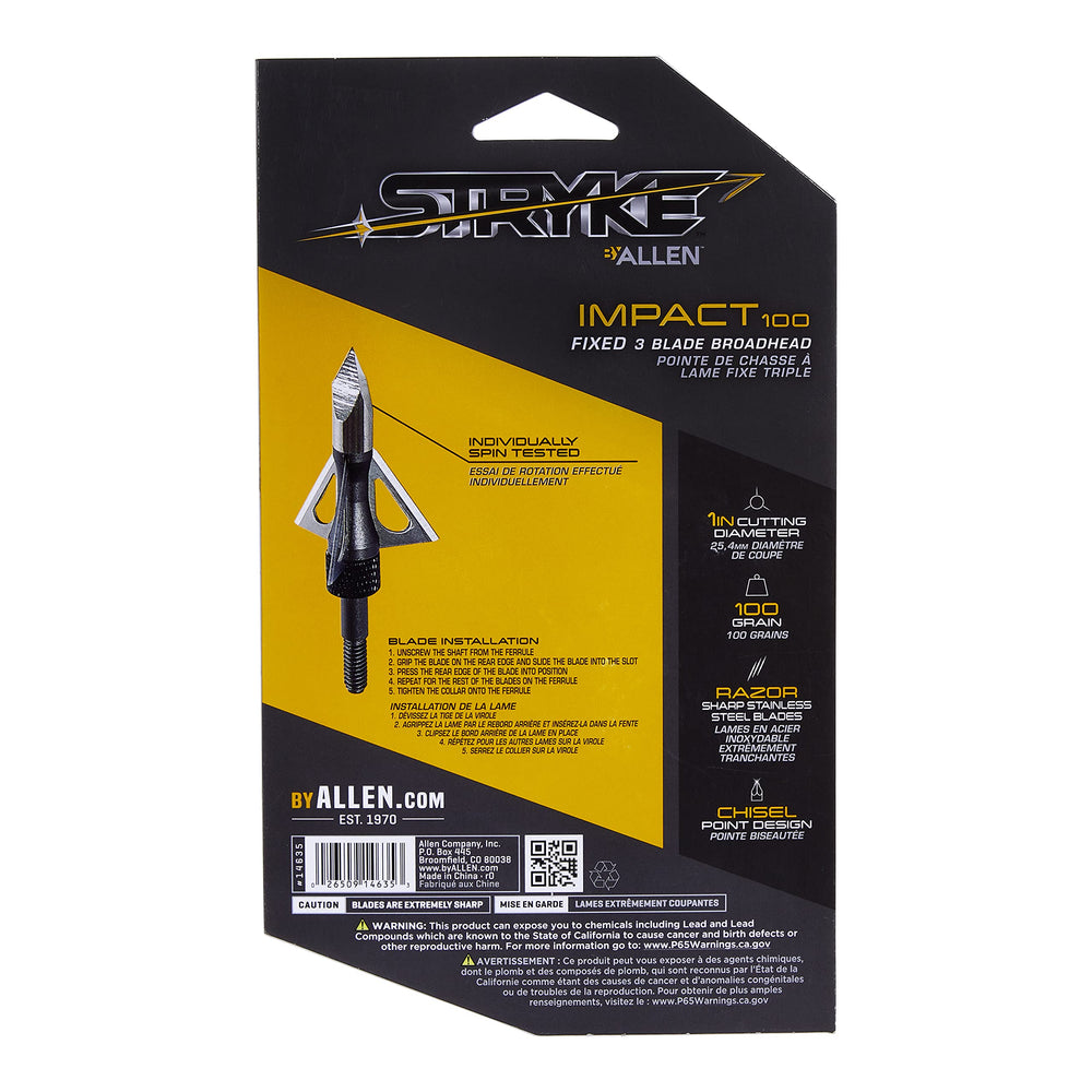 Overall silhouette of Stryke Impact fixed blade broadhead