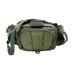 Allen Eagle River lumbar pack main-compartment-access enables quick fly box retrieval on the river.