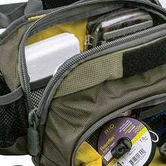 Allen Eagle River lumbar pack padded-sling-strap offers comfortable support for all-day casting.