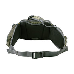 Allen Eagle River lumbar pack zip-down-workstation activates on-site tippet tender and fly patch access.