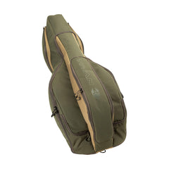 Front exterior of Allen Company Titan Copperhead Crossbow Case in olive/tan showing multiple pockets (image 1)