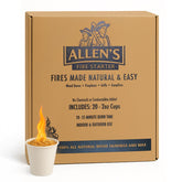 Allens wood fire starter cup close-up for quick campfire ignition.