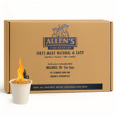 Allens wood fire starter cups in packaging box for easy, clean ignition.