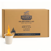 Allens Wood Fire Starter Cups packaging in a plastic-free box for easy storage