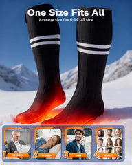 ALLJOY heated socks full-wrap heating covers toes for even warmth.