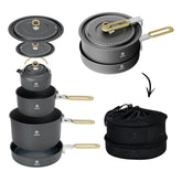 Alocs camping cookware set assembled for compact storage and easy transport.