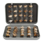 Alomejor 40-piece fly lures set for versatile freshwater fishing.