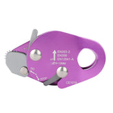 Alomejor climbing descender front view showcases compact, self-braking design for safer rope descent.