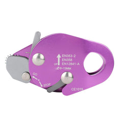 Alomejor climbing descender front view showcases compact, self-braking design for safer rope descent.