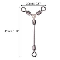 Alomejor rolling swivels 360-degree bearing for smooth rotation and less line twist.