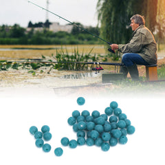 Beads on fishing line providing line protection and cushion near rod guides