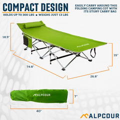 Alpcour cot side pocket keeps essentials within reach