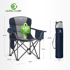 ALPHA CAMP 2PC oversized camping chair side view shows sturdy support for long rests.