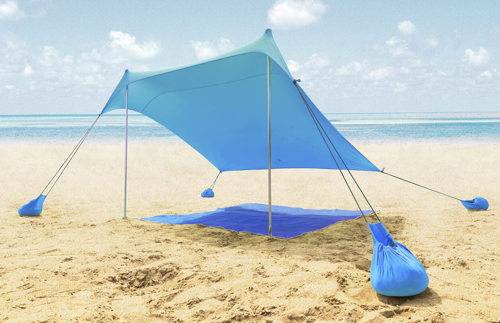 ALPHA CAMP beach tent canopy front view providing shade for 3-4 people