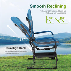 ALPHA CAMP reclining chair offers two-position adjustment.