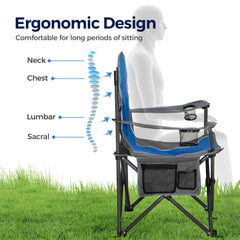 ALPHA CAMP chair side-pocket shows safe storage for essentials.