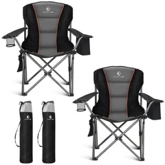 ALPHA CAMP folding chair closed for compact storage and easy transport.