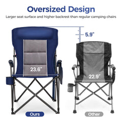 ALPHA CAMP headrest-equipped chair provides neck support during extended lounge sessions