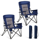 ALPHA CAMP heavy-duty chair with cup holder for on-the-go drinks and convenience.