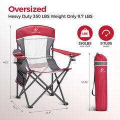 ALPHA CAMP chair open with breathable mesh back for hot days at the campsite