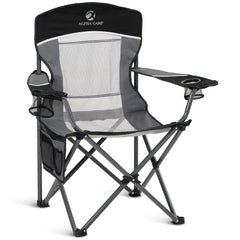 ALPHA CAMP oversized mesh back chair front view showing roomy seating for outdoor comfort.