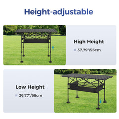 ALPHA CAMP portable camping table side pocket adds extra storage during camping
