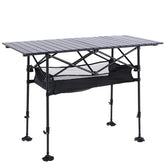 ALPHA CAMP portable camping table top view demonstrates sturdy aluminum design for outdoor dining